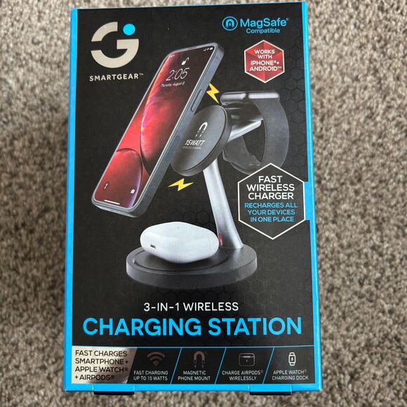 Smart Gear Mag Safe Compatible Fast 3-In-One Wireless Charging Station New Seal - Picture 4 of 5